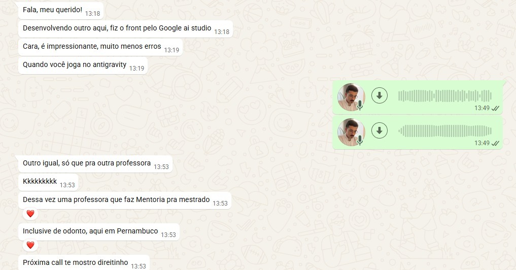 Aluno desenvolvendo sistema para professora de mentoria para mestrado em odontologia em Pernambuco